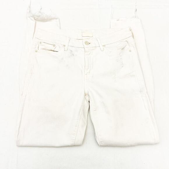 Mother Looker Ankle Fray Tea and Biscuits Cream White Denim Jeans Size 28 - Picture 4 of 9